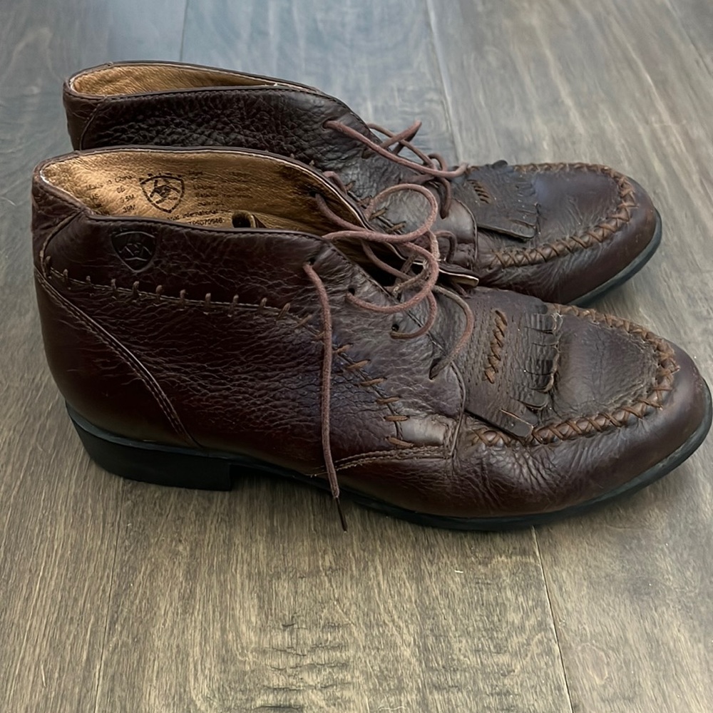 Ariat Leather Lace Up Fringe Boots Size 8
